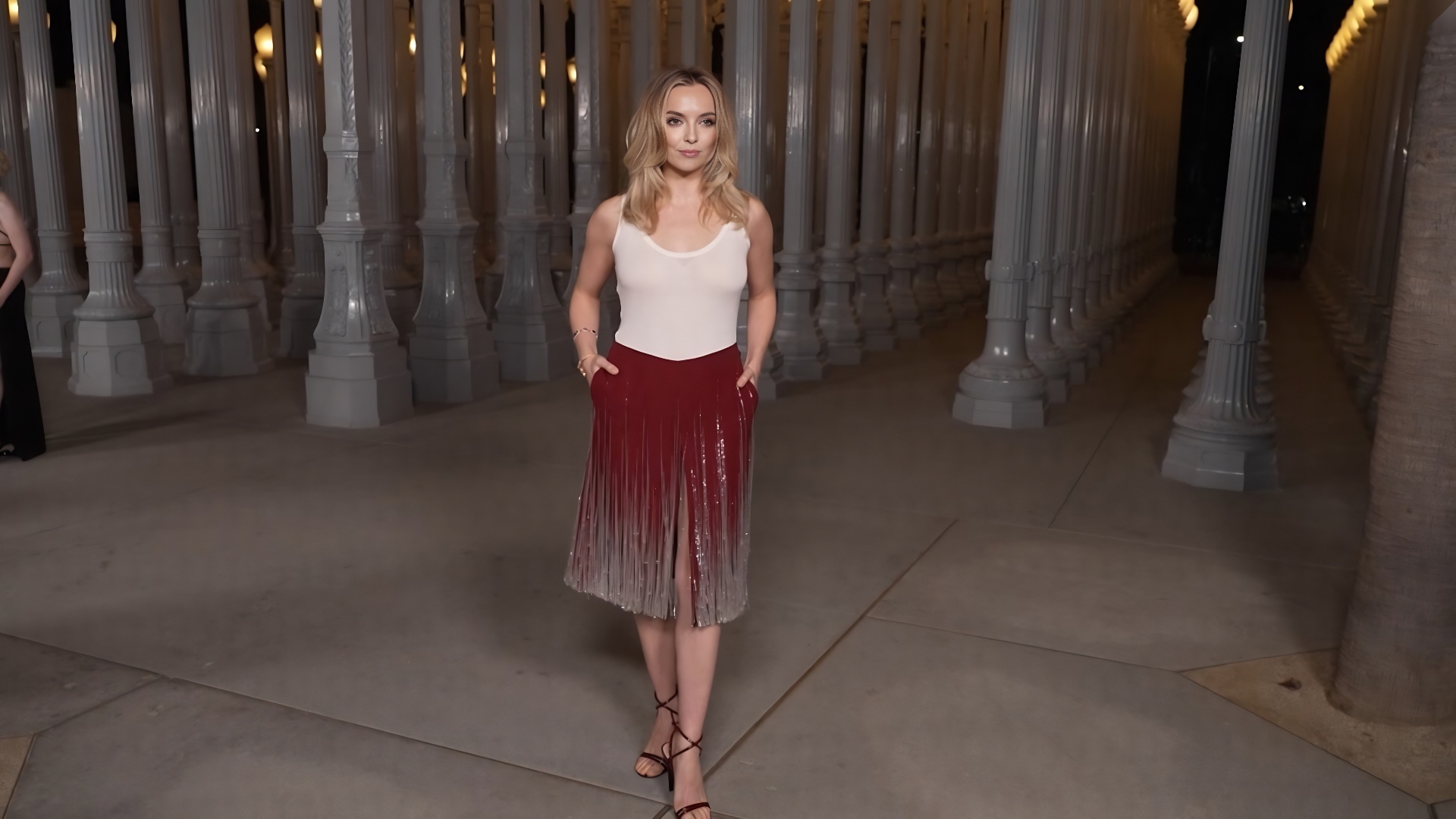 Sheer elegance at Venice. Alaia gown and matching boots.